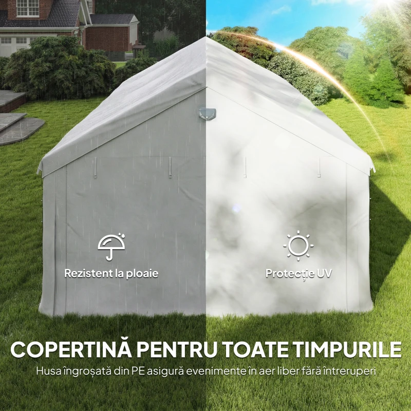 Outsunny Cort pentru Petreceri 4x6 m cu Ferestre și 4 Pereți Laterali Demontabili, din Oțel și PE, Alb