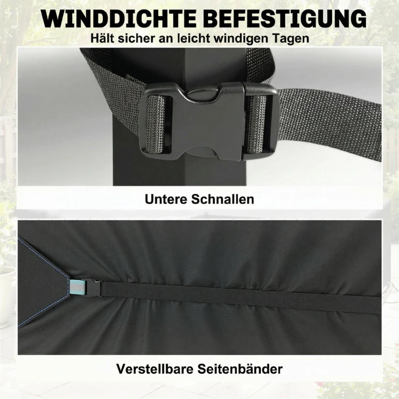 Outsunny Beschermhoes voor tuinmeubelen - winterbestendig, waterdicht, winddicht, anti-UV, 420D Oxford-stof, 180x120x74cm, Zwart