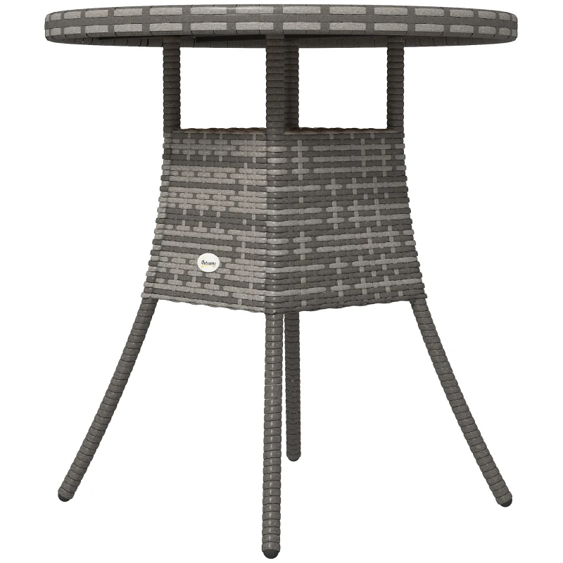 Outsunny 70 cm Wood-Effect Rattan Garden Table - Natural Wood Finish
