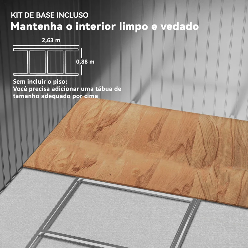 Outsunny Abrigo de Jardim Exterior 4,9 m² 277x195x192 cm com Porta de Correr Ventilação e Kit de Fundação Castanho