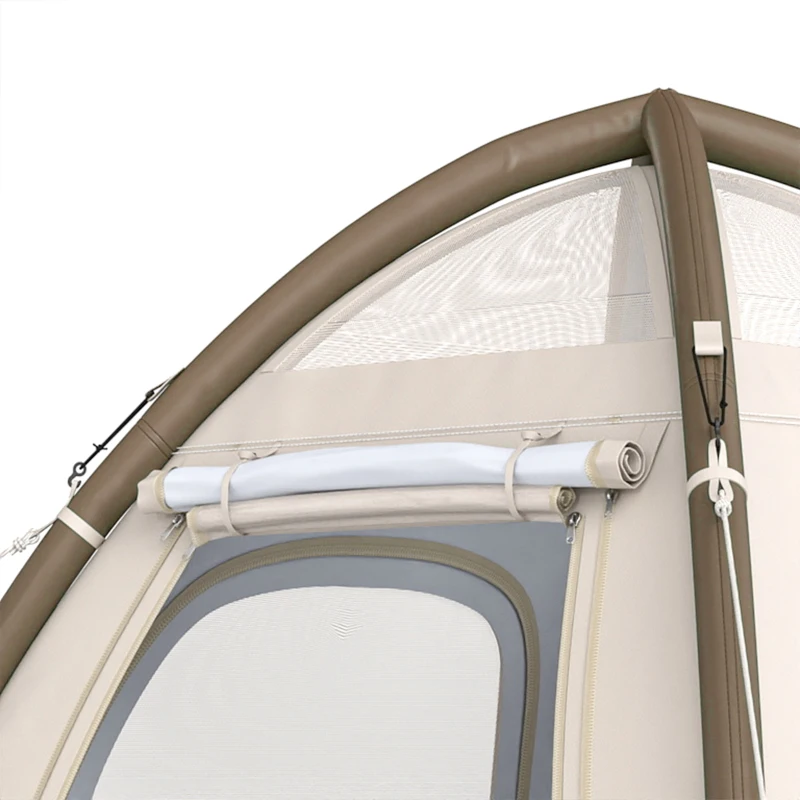 Outsunny Tenda Insuflável com Rede Mosquiteira para 3 Pessoas UPF30+ Bolsa Montagem Rápida Impermeável 220x220x200 cm Creme