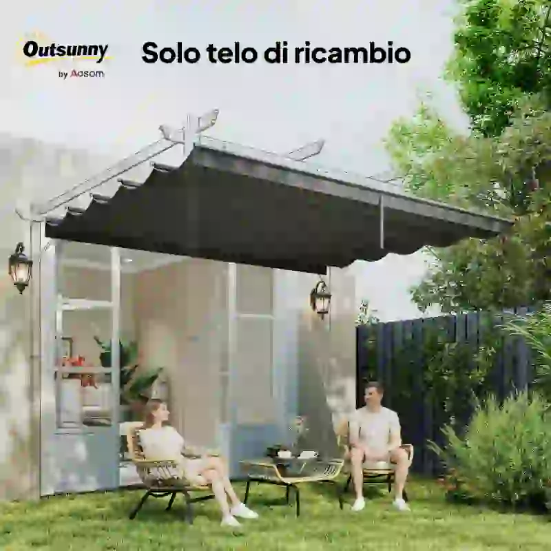 Outsunny Tettuccio di Ricambio per Gazebo da Giardino con 10 Fori, Copertura in Poliestere Traspirante, Grigio