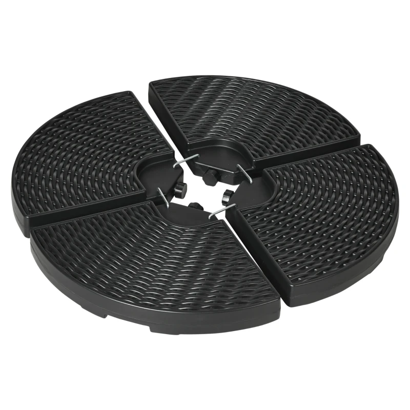 Outsunny Base para Sombrilla de 4 Piezas Rellenable con Arena 68 kg o Agua 52 L para Jardín Patio Terraza Negro