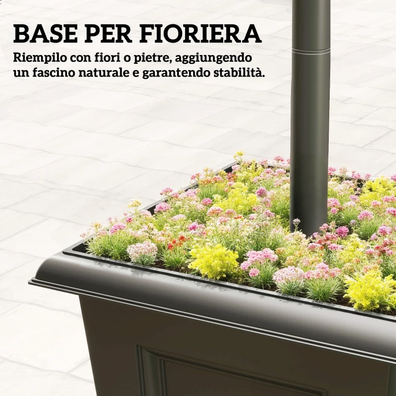 Outsunny Lampione da Giardino Solare 1.6 m in Alluminio, Accensione Automatico, IP44 Impermeabile, Nero