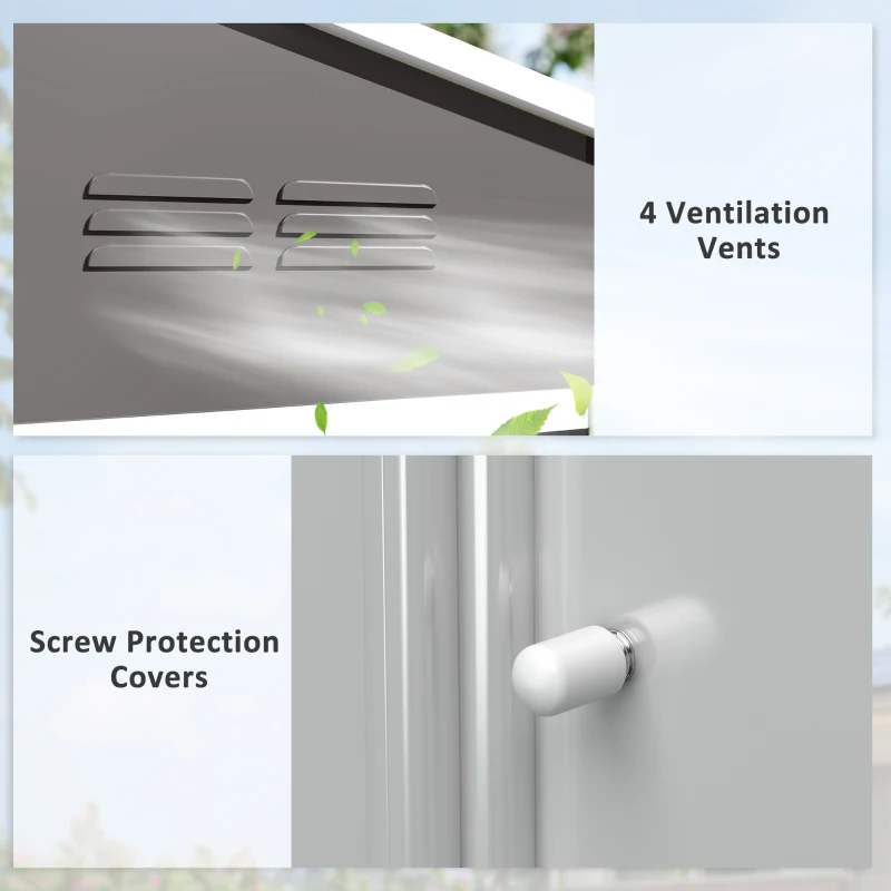 Outsunny 8 x 6ft Galvanised Steel Shed, with Double Door - Light Grey