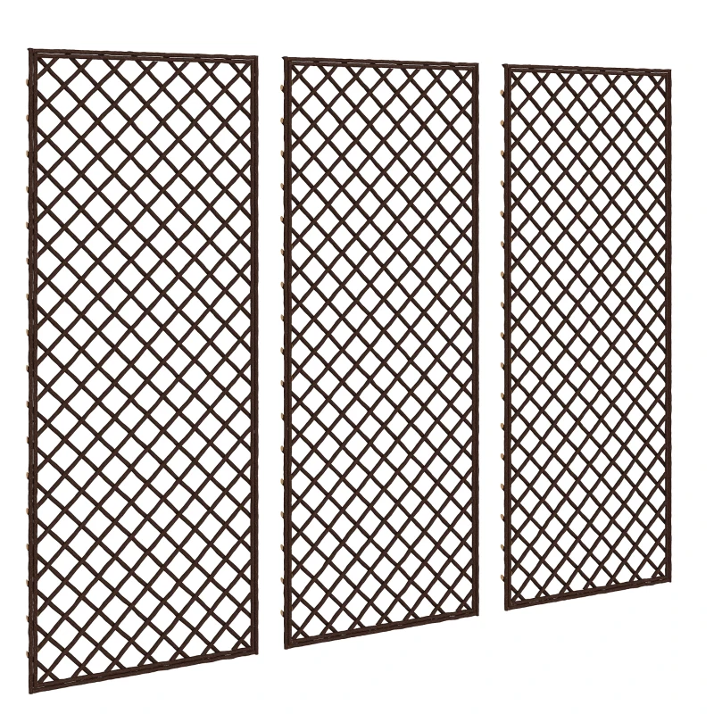 Outsunny Garden Trellis, Decorative Trellis Panels for Climbing Outdoor Plants, Natural Wood Finish