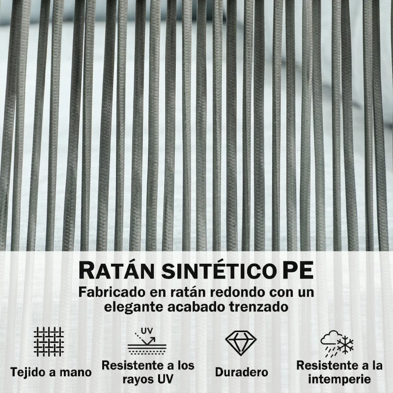 Outsunny Conjunto de Muebles de Ratán de Exterior Sofá de Esquina con Cojines y Mesa de Centro para Terraza Patio Azul Claro
