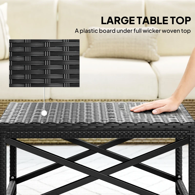 Outsunny Outdoor Coffee Table Side Table with X-Shape Frame for Patio, Balcony, Black