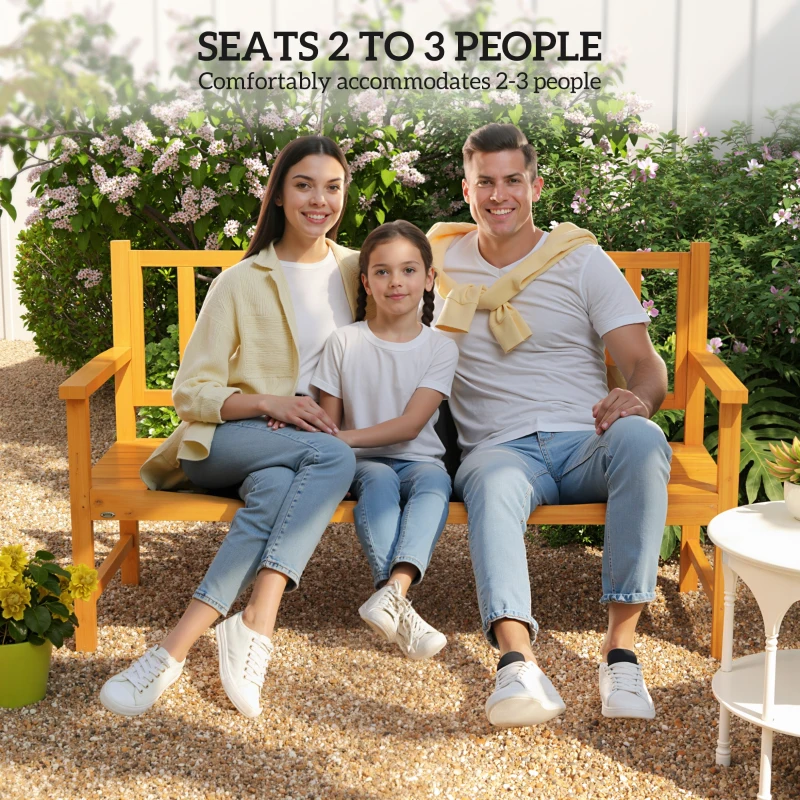 Outsunny Wooden Bench with Liftable Middle Table, Outdoor Bench, Patio Loveseat for Porch, Garden, Seats 2-3 People