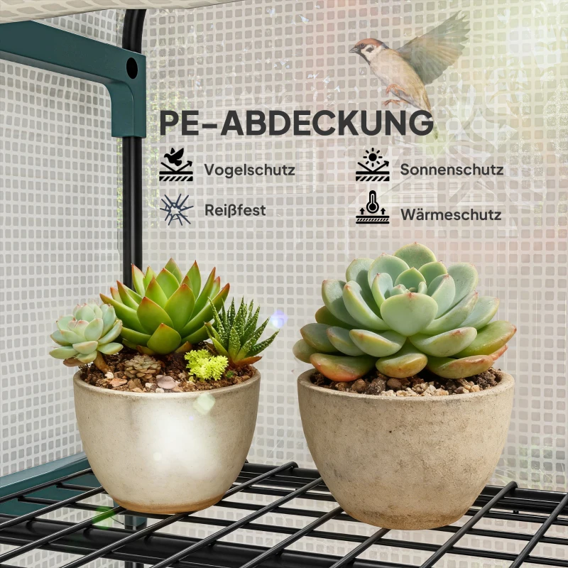 Outsunny Folien-Gewächshaus, Treibhaus, Mini-Gewächshaus, Pflanzenhaus, Frühbeet, 4 Regalfächer, 70 x 50 x 160 cm, Weiß