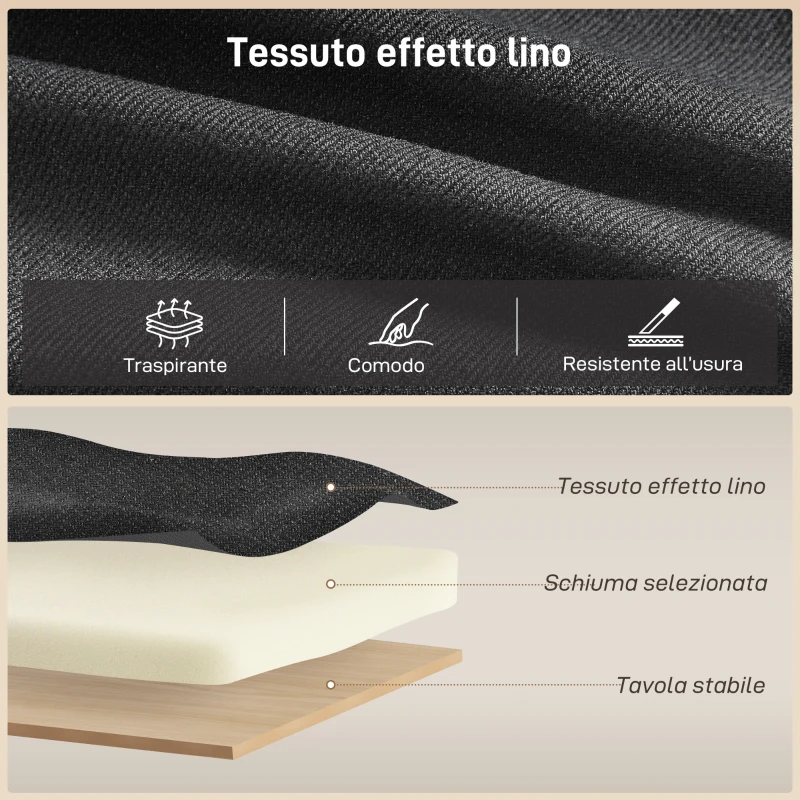 HOMCOM Divano Letto Angolare Effetto Lino con Vano Portaoggetti a Scomparsa, 192x148x86 cm, Grigio Antracite