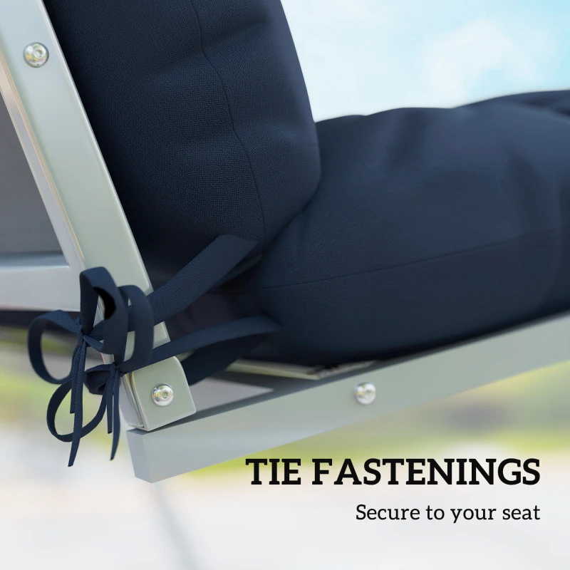 Outsunny Outdoor Seat Cushions Back Cushion with 2 Pillows, Water Repellent Seat Pads for 3-Seater Chair, Dark Blue