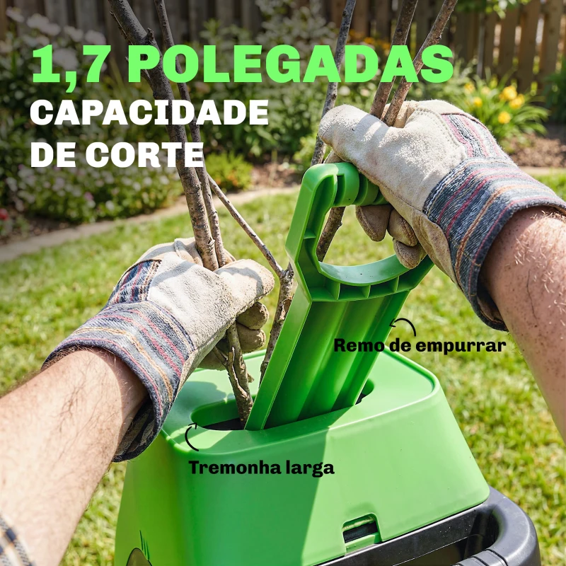 Outsunny Trituradora de Ramos Elétrica 2500 W com 2 Lâminas Reversíveis até Ø44 mm Saco de 45 L e Rodas 44x34x96 cm Verde