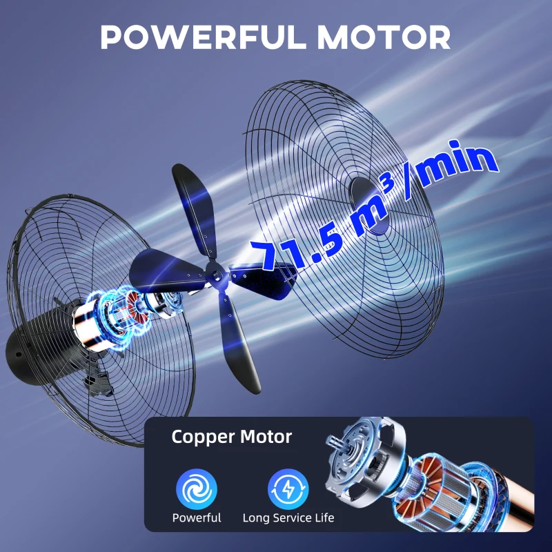 HOMCOM 41 cm Metal Pedestal Fan with Oscillating, Adjustable Height Black