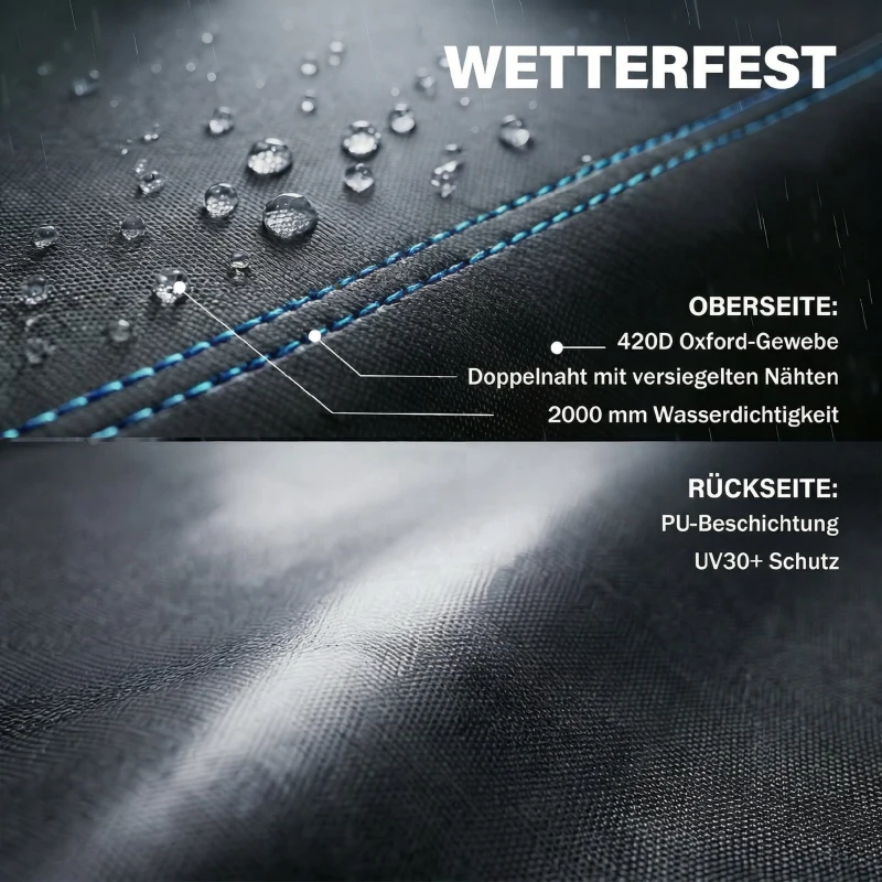 Outsunny Beschermhoes voor tuinmeubelen - winterbestendig, waterdicht, winddicht, anti-UV, 420D Oxford-stof, 180x120x74cm, Zwart