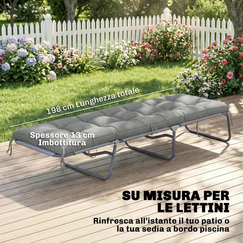 Outsunny Cuscino per Chaise Lounge da Esterno UV50+, 198 x 65 cm, Grigio Chiaro