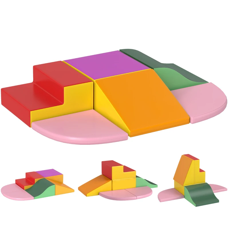 HOMCOM 6 Piece Soft Play Equipment for Kids Climb and Crawl, Red