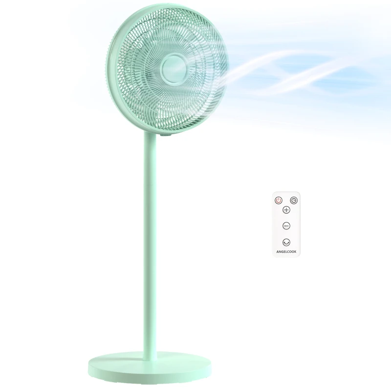 HOMCOM 40 cm Standing Fan, Cooling Floor Fan with 80° Oscillating, Adjustable Tilt and Height, 4 Speed, Remote Control, Green