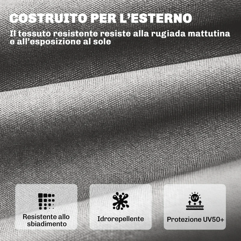 Outsunny Cuscino per Chaise Lounge da Esterno UV50+, 198 x 65 cm, Grigio Chiaro