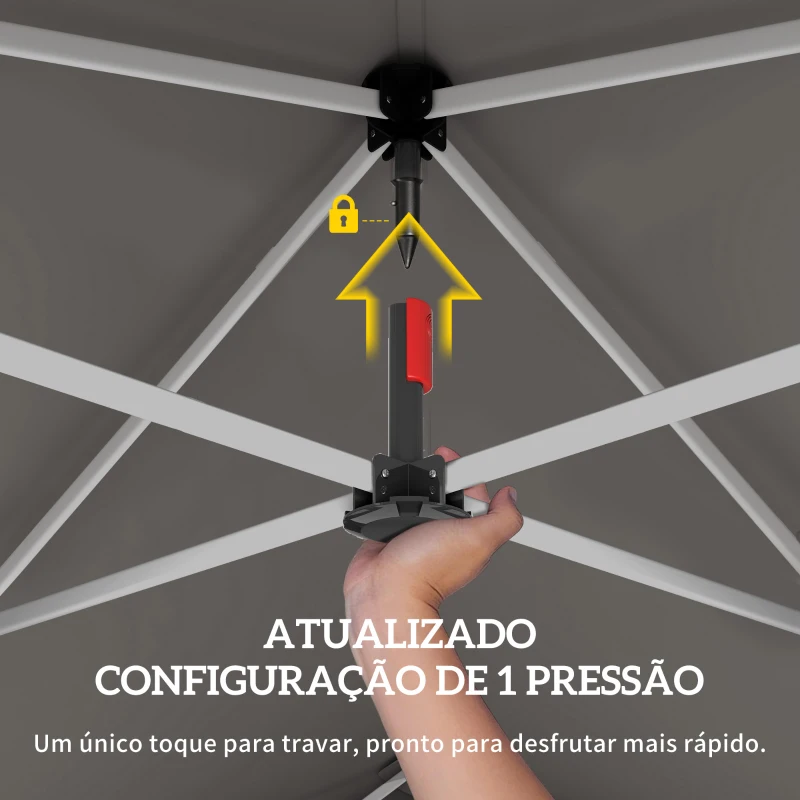 Outsunny Tenda Dobrável 2,4x2,4 m Pop-up UPF50+ Bloqueio Central Altura Ajustável Bolsa de Transporte Sacos de Areia Bege