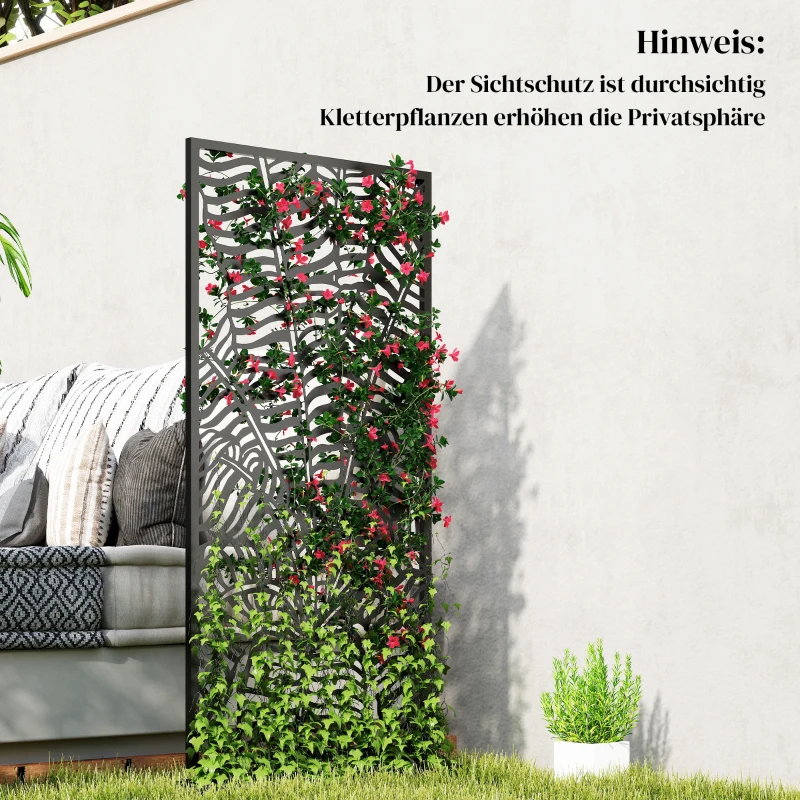 Outsunny Raumteiler 65 x 130 cm Freistehend Hängend Paravent, Trennwand Sichtschutz aus Metall Schwarz