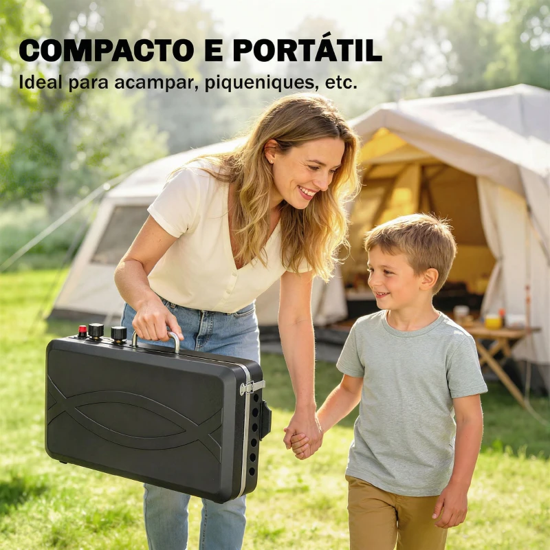 Outsunny Barbecue a Gás Portátil 2 em 1 Barbecue a Gás Propano 20.000 BTU de Mesa ou de Pé 61x47x88 cm Preto