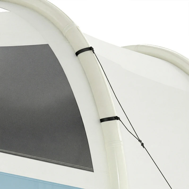 Outsunny Tenda de Campismo Insuflável 2-3 Pessoas com Bomba Quarto e Área de Estar Impermeável 3000 mm Montagem Rápida Azul Claro