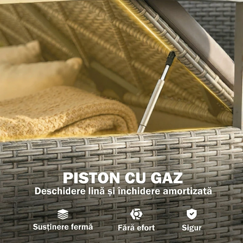 Outsunny bancă ladă poliratan împletit