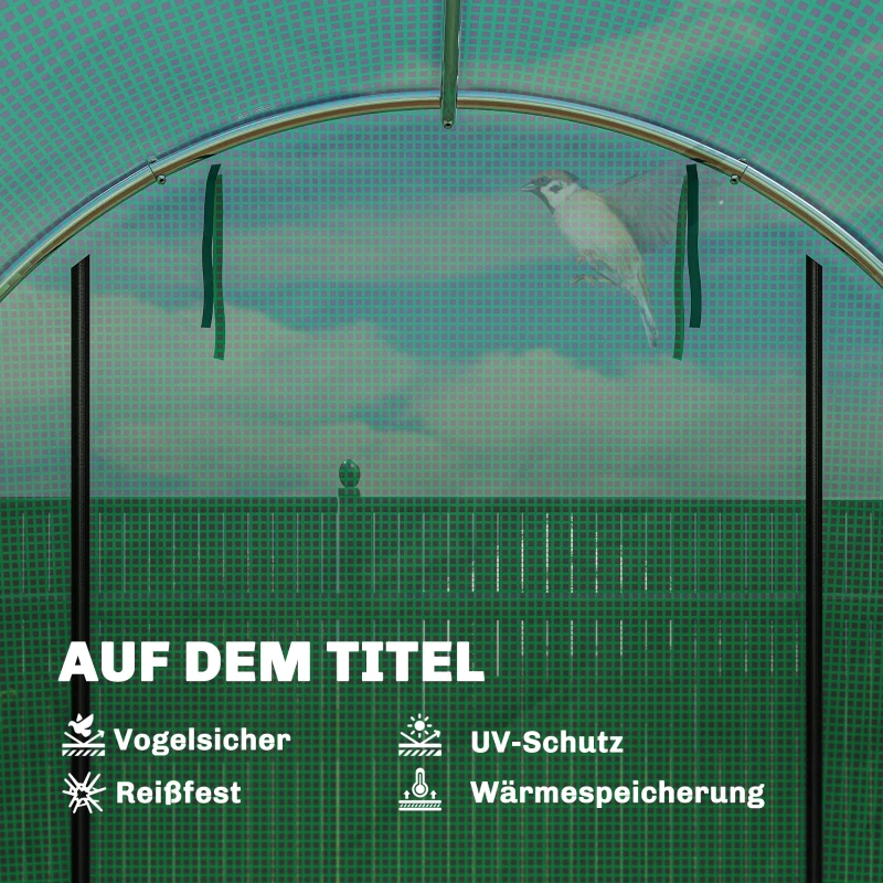 Outsunny Gewächshaus 3 x 2 x 2 m Foliengewächshaus mit Rollbar 2 Reißverschlusstür & 6 Netzfenster Stützstangen Grün