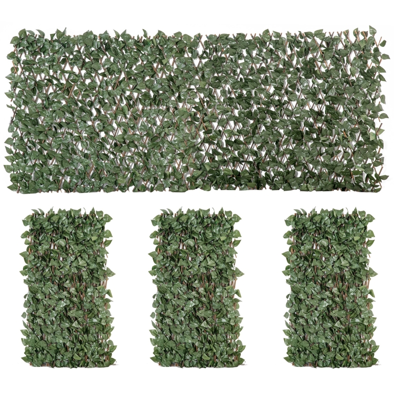 Outsunny 4er-Set erweiterbare knstliche Efeu-Hecken, Sichtschutzwand mit  Blttern aus Polyester Weide, 200 x 100 cm, Grn | Aosom.de