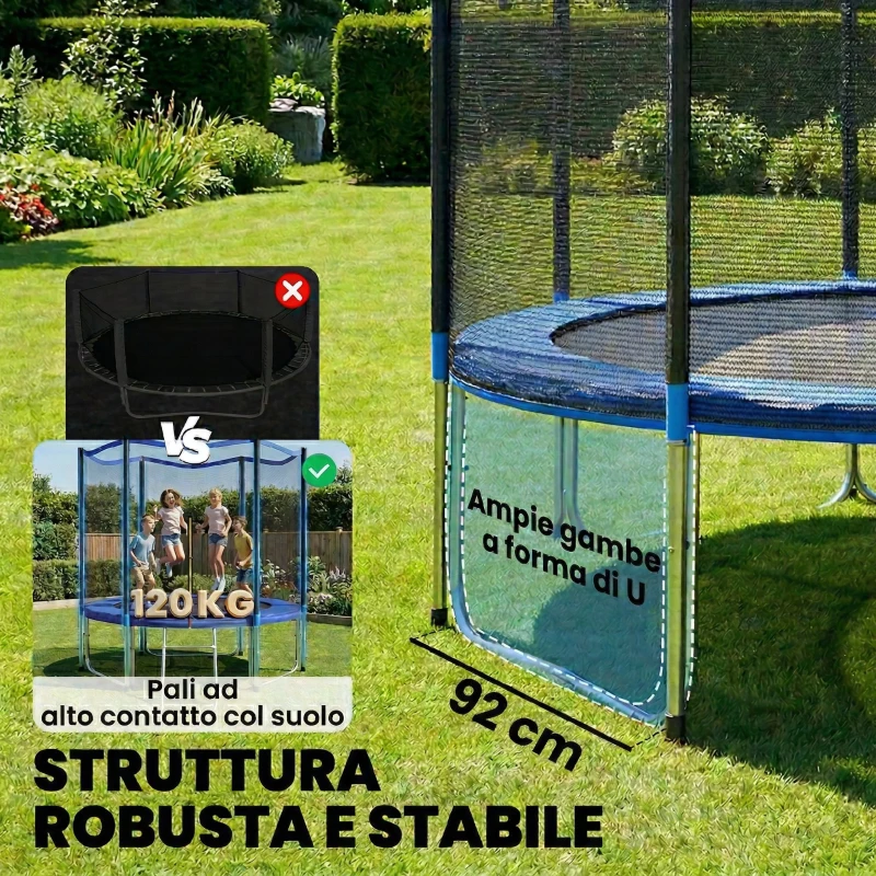SPORTNOW Trampolino 305 cm con rete di protezione e scaletta per esterni.