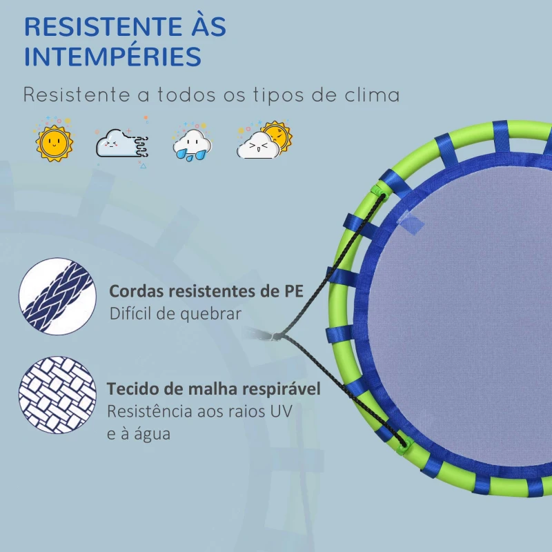 Outsunny Baloiço Infantil Ninho com Altura Ajustável para Crianças de 3-8 Anos Carga 150 kg para Exterior Ø100x120-180 cm Azul