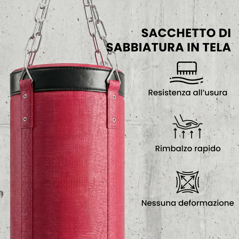 SPORTNOW Supporto Sacco Boxe Regolabile con Base Triangolare e Sacco da Boxe, in Acciaio e Tela, 175x91x185-231 cm, Rosso