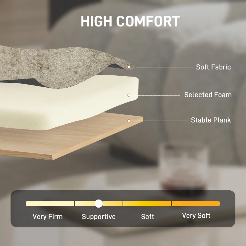 HOMCOM Accent Chair, Upholstered Tub Chair with Solid Wood Frame and Legs, Light Brown