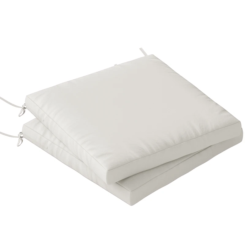 Outsunny Outdoor Seat Cushions Set of 2 with Ties, Waterproof Garden Seat Pads, Cream White