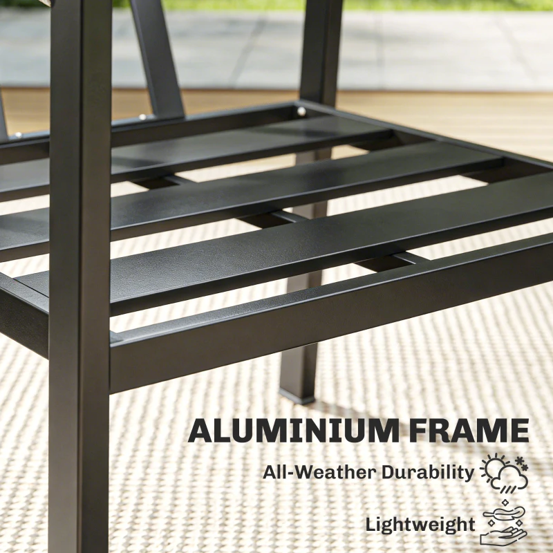 Outsunny Aluminium Garden Furniture Set, 4 Seater Outdoor Patio Furniture with Loveseat, 2 Armchairs, Slatted Table