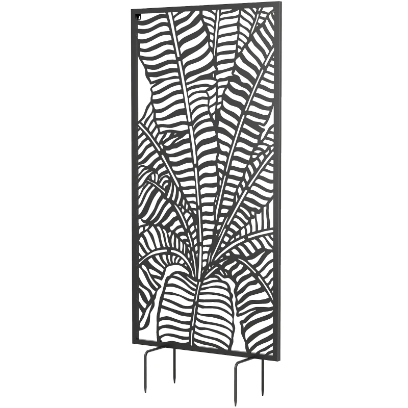 Outsunny Raumteiler 65 x 130 cm Freistehend Hängend Paravent, Trennwand Sichtschutz aus Metall Schwarz