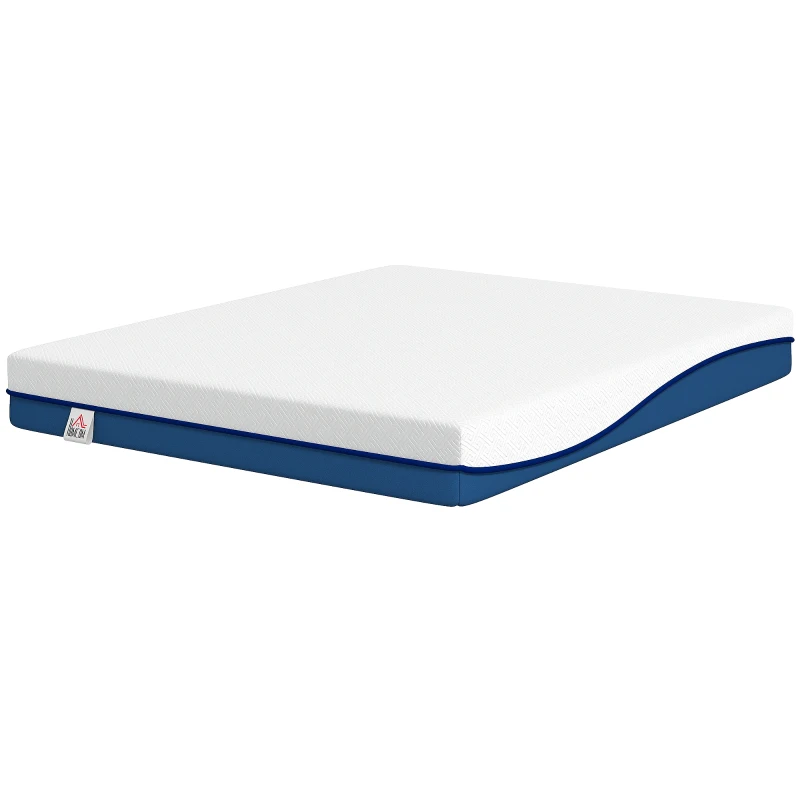 HOMCOM Colchón 160x200cm, colchón 2 personas, espuma viscoelástica con té verde, funda extraíble lavable, firmeza media