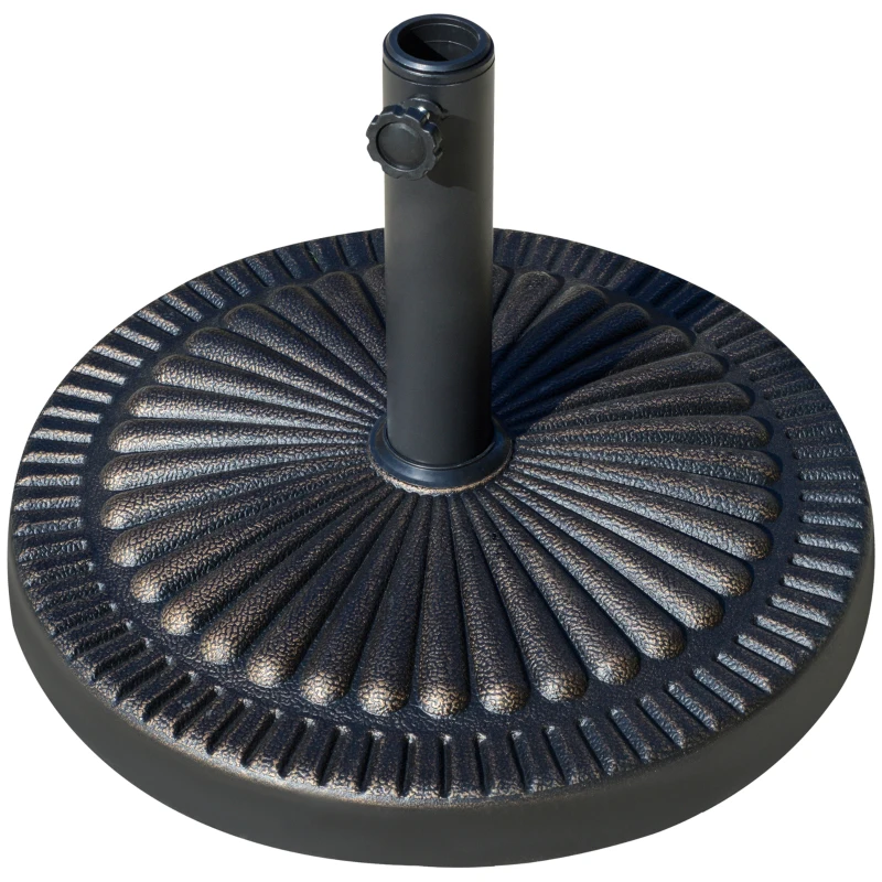 Outsunny Base de Sombrilla de Jardín Peso Neto 14,28 kg Soporte de Parasol Redondo Apto para Postes de 38mm/48mm Resina y Acero para Terraza Patio Exterior Ø48,5x33 cm Bronce