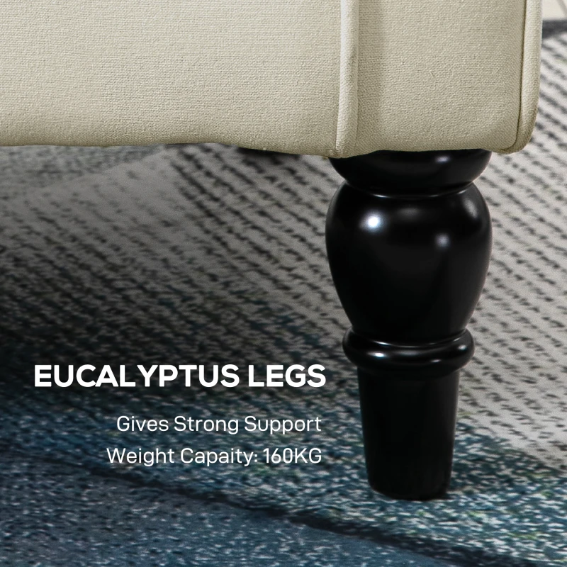 HOMCOM Wingback Accent Chair, Retro Upholstered Button Tufted Occasional Chair for Living Room and Bedroom, Cream White