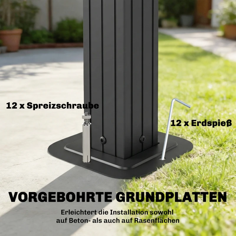 Outsunny Grillpavillon 2,5 x 1,5 m, Wasserdicht Grillüberdachung mit Doppeldach aus Polycarbonat Seitenablage Braun