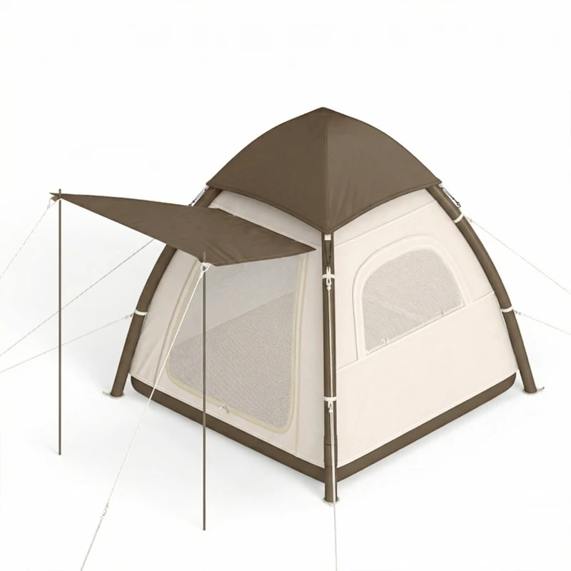 Outsunny Tenda Insuflável com Rede Mosquiteira para 3 Pessoas UPF30+ Bolsa Montagem Rápida Impermeável 220x220x200 cm Creme