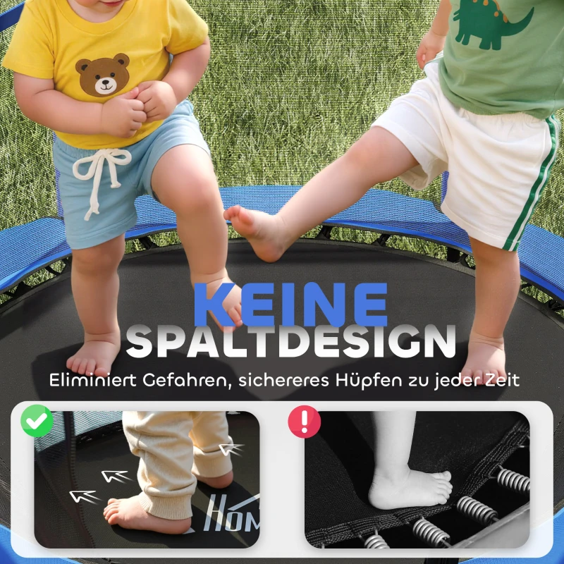 HOMCOM Trampolin für Kinder, Ø140 cm, mit Sicherheitsnetz, für innen und außen, Stahl, Kunststoff, belastbar bis 50 kg, Blau
