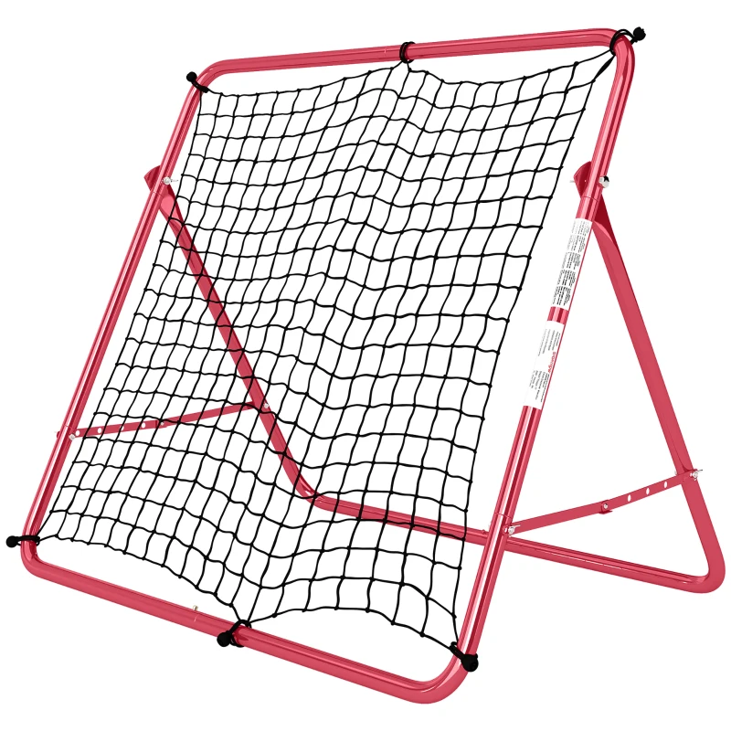 SPORTNOW Rete di Rimbalzo per Calcio Portatile, 5 Angoli Regolabili in Acciaio e Nylon a Doppio Strato, 103x72x89cm, Rosso