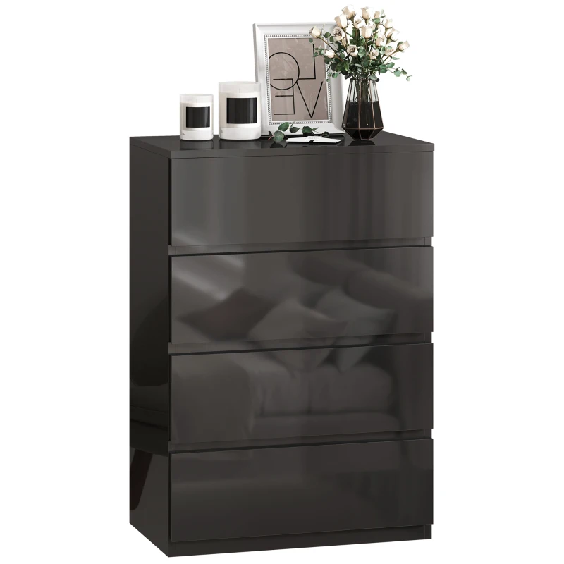 HOMCOM Chest of Drawers, 4-Drawer Storage Cabinets, Modern Dresser, Storage Drawer Unit for Bedroom