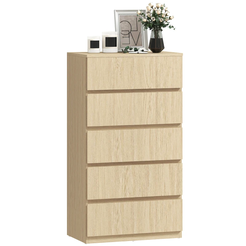 HOMCOM Chest of Drawers, 5-Drawer Storage Cabinets, Modern Dresser, Storage Drawer Unit for Bedroom
