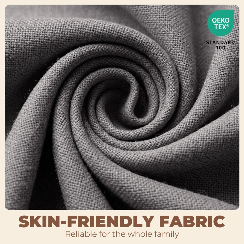 HOMCOM Dining Chairs Set of 2, Linen Upholstered Kitchen Chairs with Padded Seat, Curved Backrest, Rubberwood Legs, Dark Grey