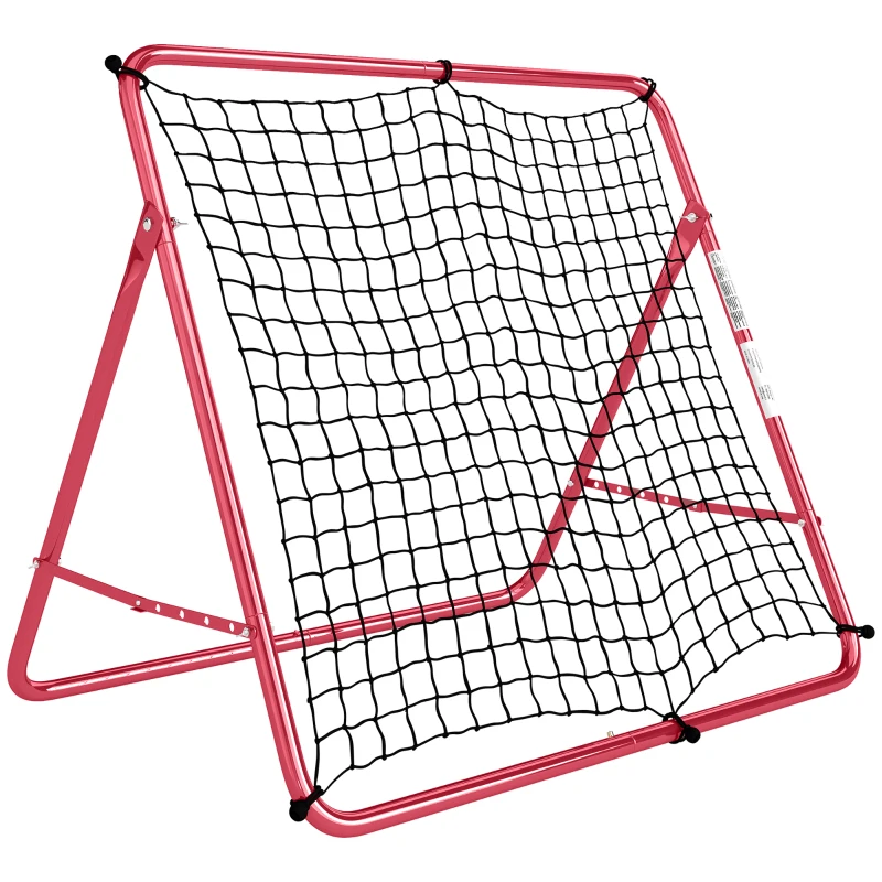 SPORTNOW Red de Rebote para Fútbol Portátil, 5 Ángulos Ajustables, Acero y Nylon de Doble Capa, 103x72x89cm, Rojo