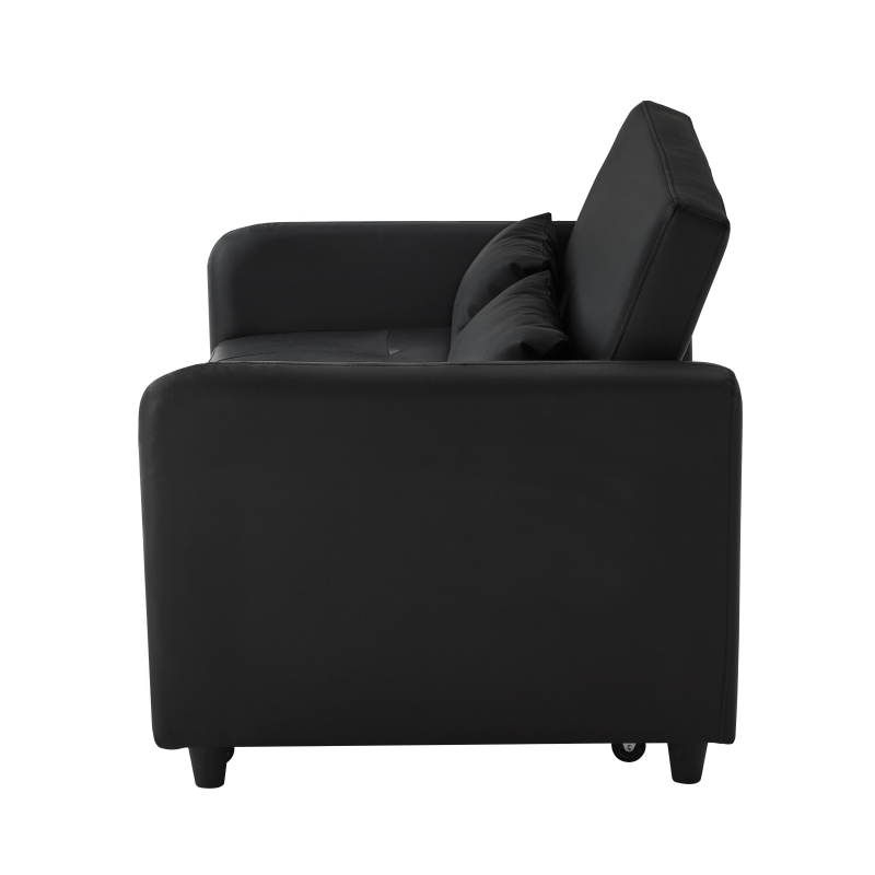 Divano letto estraibile, rivestimento in PU idrorepellente, 122x83x82 cm, Nero anticato