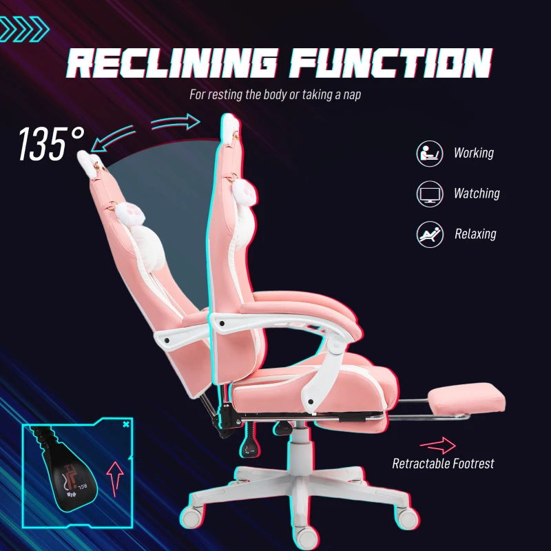 Ergonomiczny fotel gamingowy z podparciem lędźwiowym, podnóżek